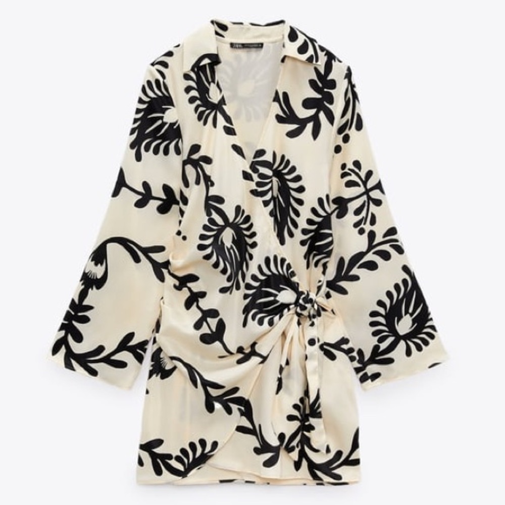 Zara Satin Effect Print Mini Dress